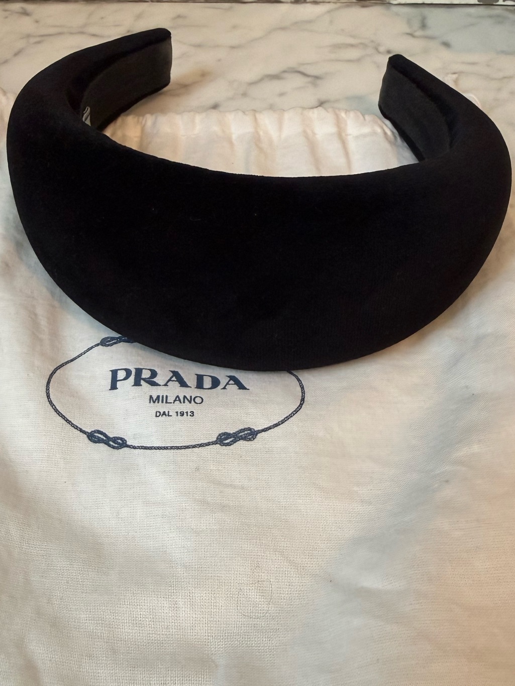 Prada Black Velvet Padded Headband